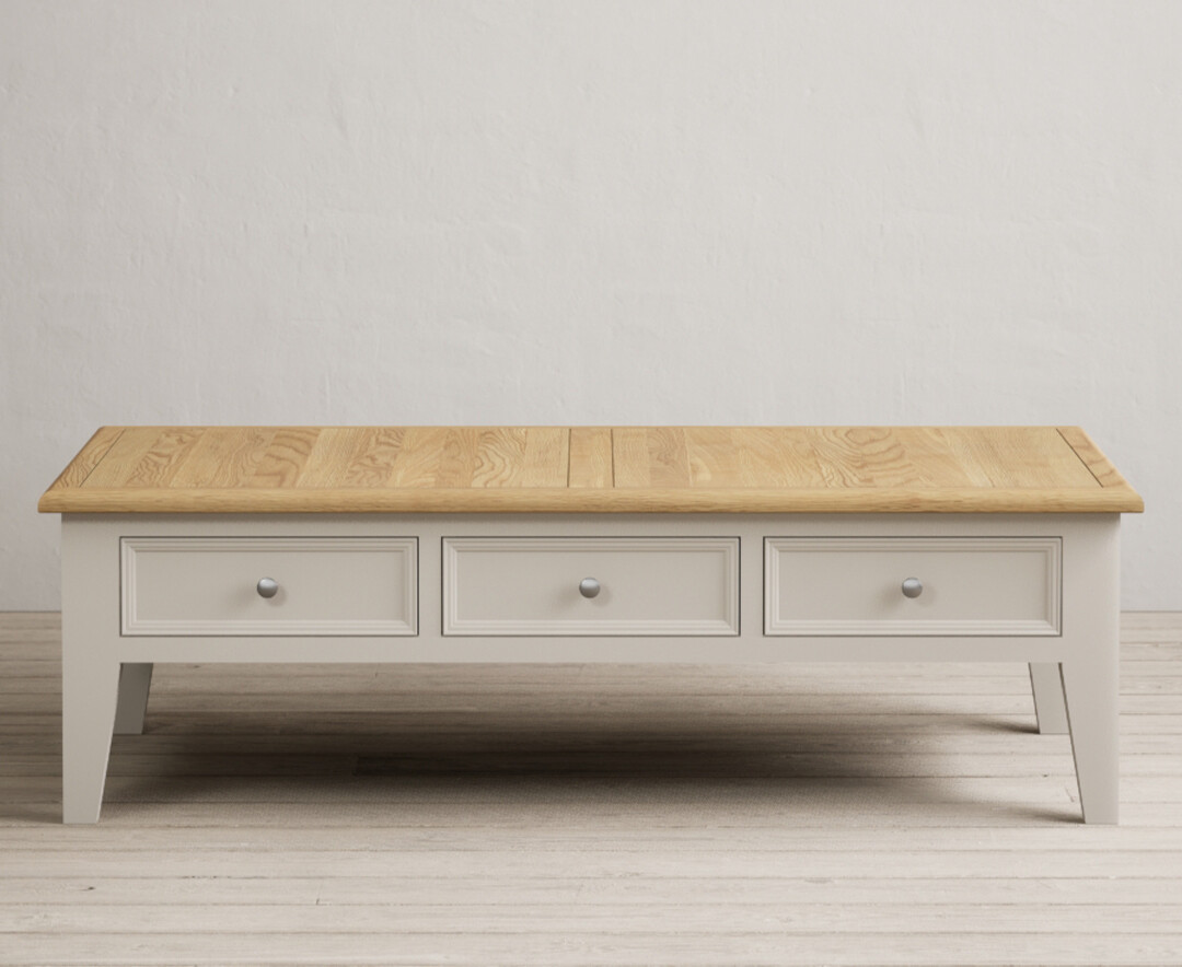 Product photograph of Weymouth Oak And Soft White Painted Extra Large 6 Drawer Coffee Table from Oak Furniture Superstore