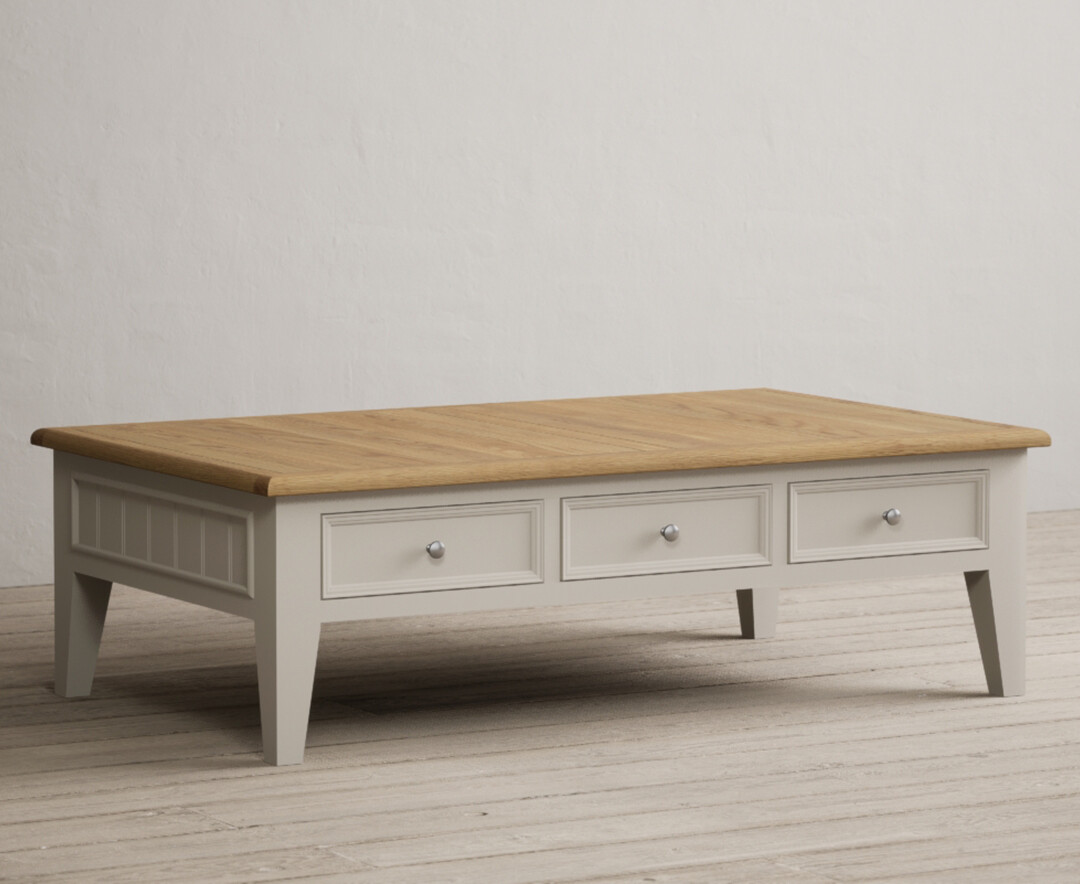 Photo 1 of Weymouth oak and soft white painted extra large 6 drawer coffee table