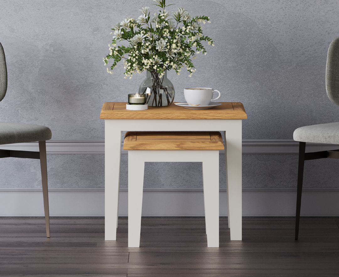 Weymouth Oak and Soft White Painted Nest Of Tables