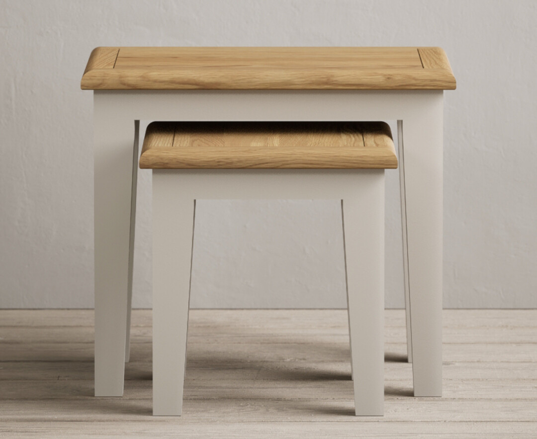 Product photograph of Weymouth Oak And Soft White Painted Nest Of Tables from Oak Furniture Superstore
