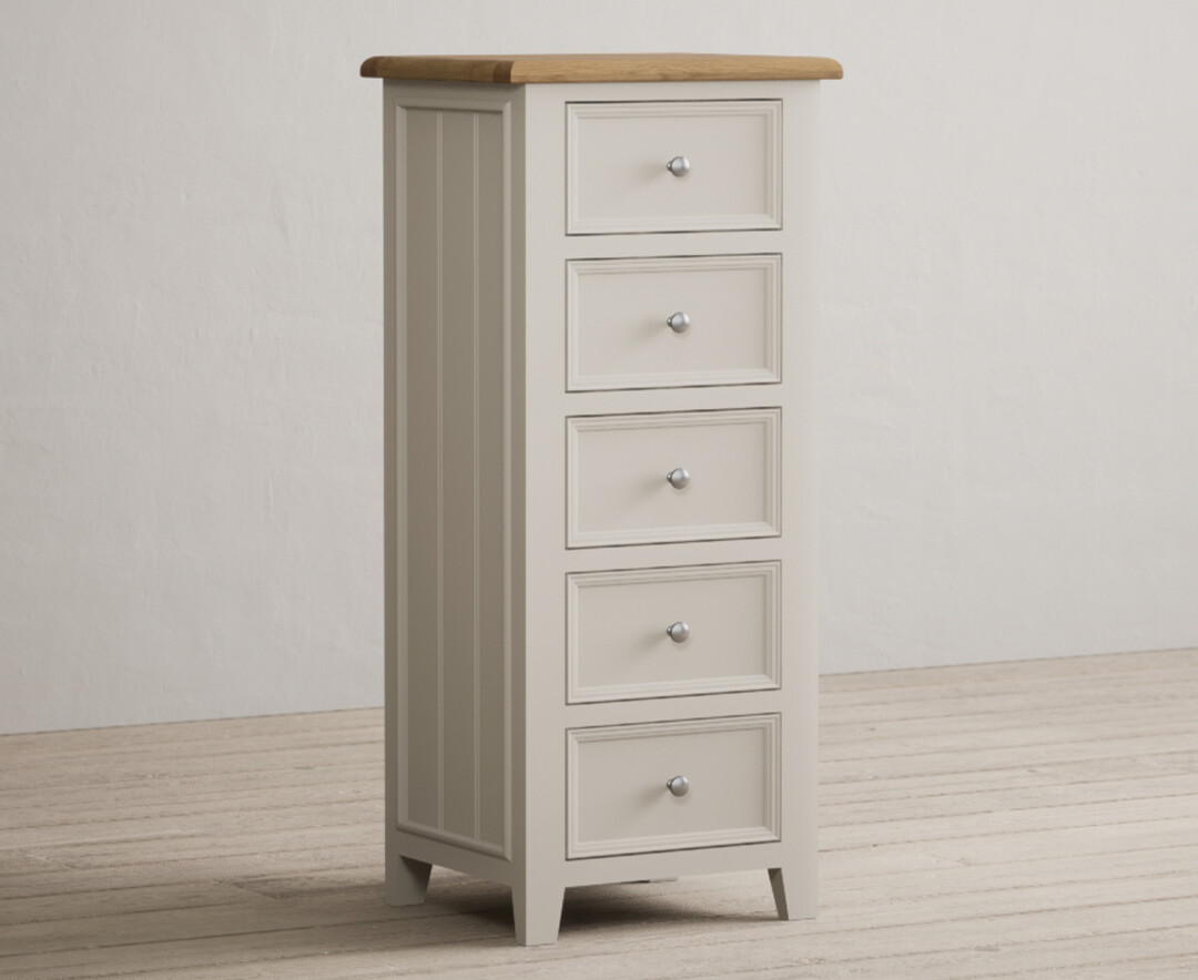 Photo 1 of Weymouth oak and soft white painted 5 drawer tallboy