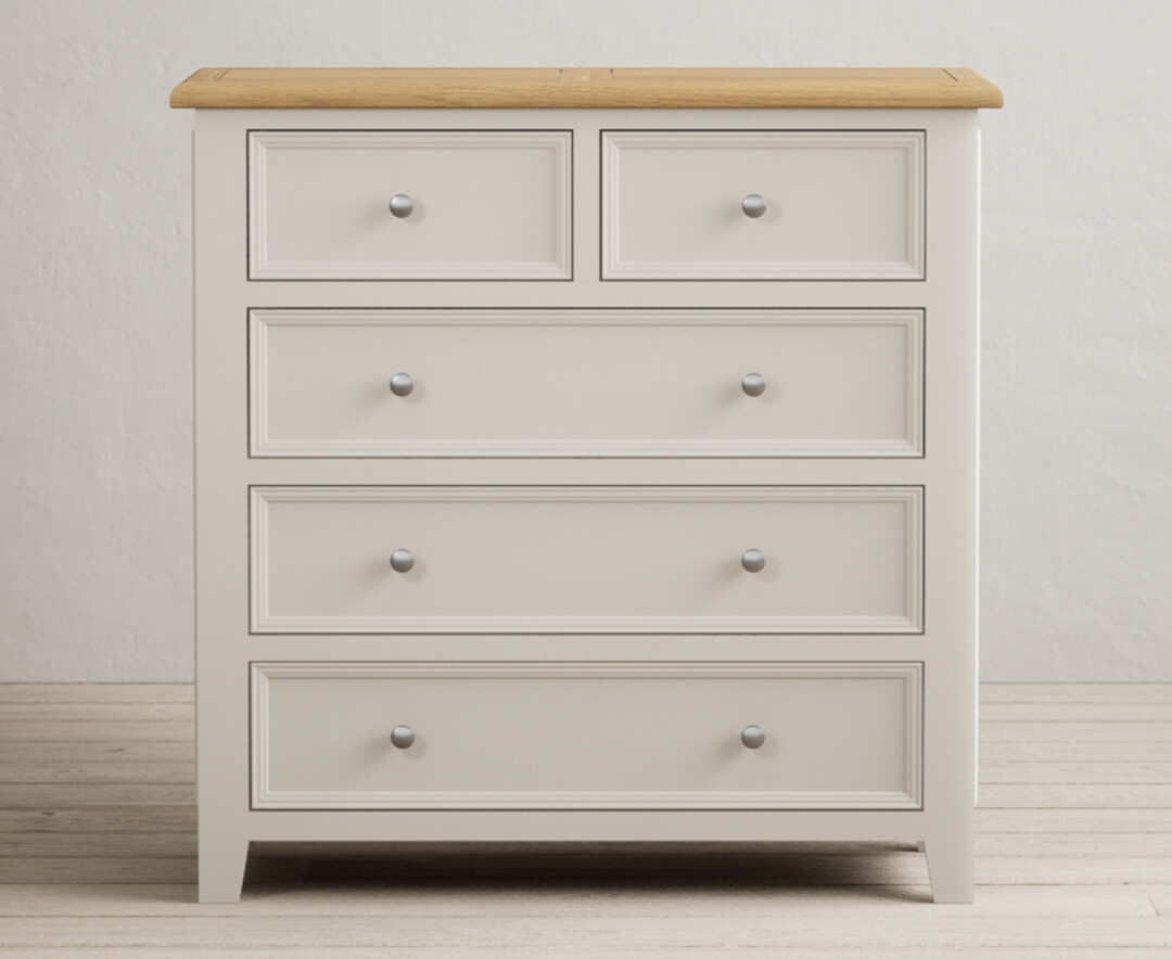 Product photograph of Weymouth Oak And Soft White Painted 2 Over 3 Chest Of Drawers from Oak Furniture Superstore