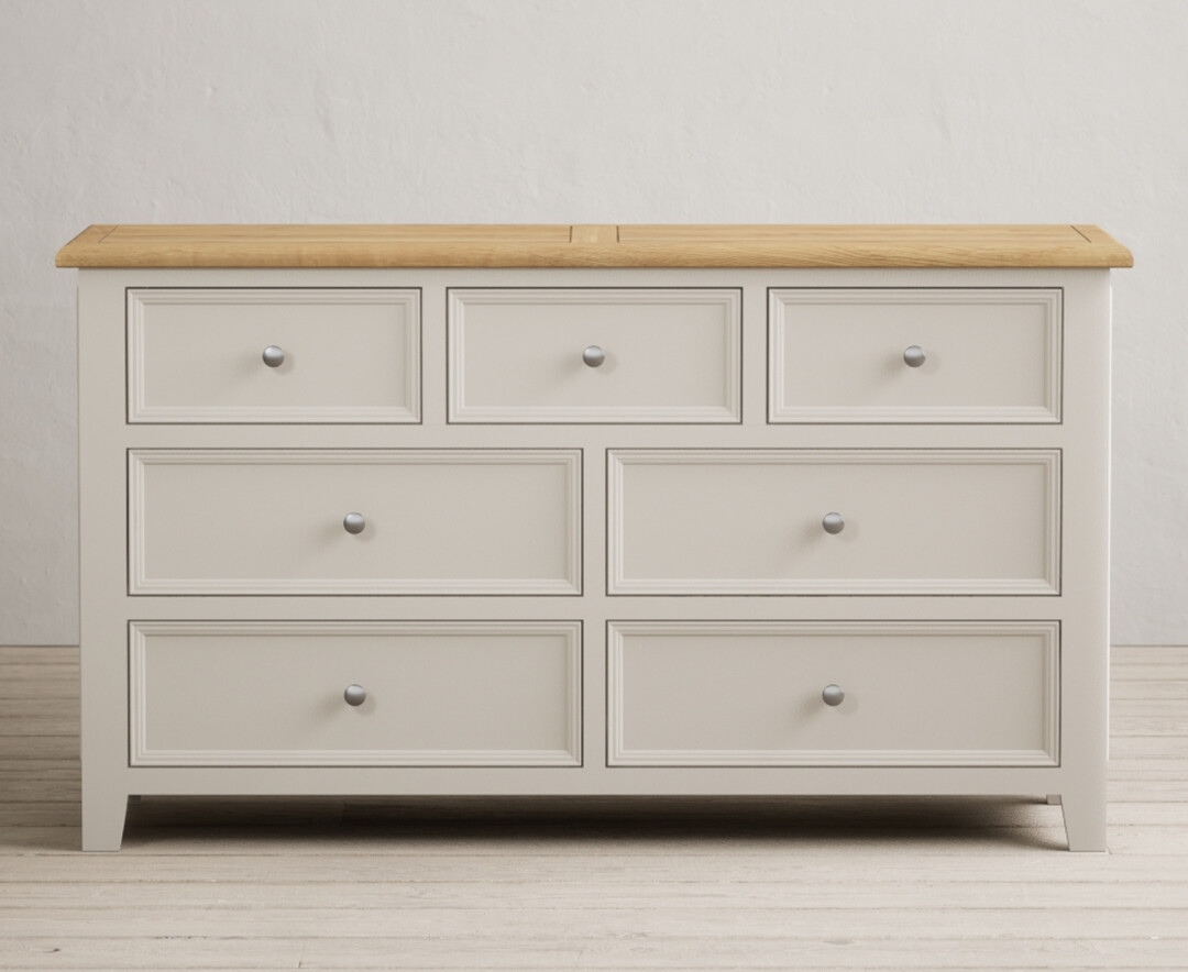 Product photograph of Weymouth Oak And Soft White Painted Wide Chest Of Drawers from Oak Furniture Superstore