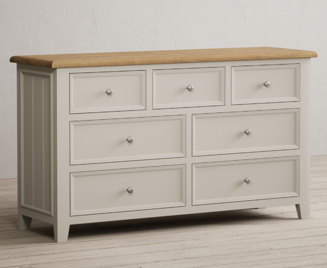 Photo 1 of Weymouth oak and soft white painted wide chest of drawers