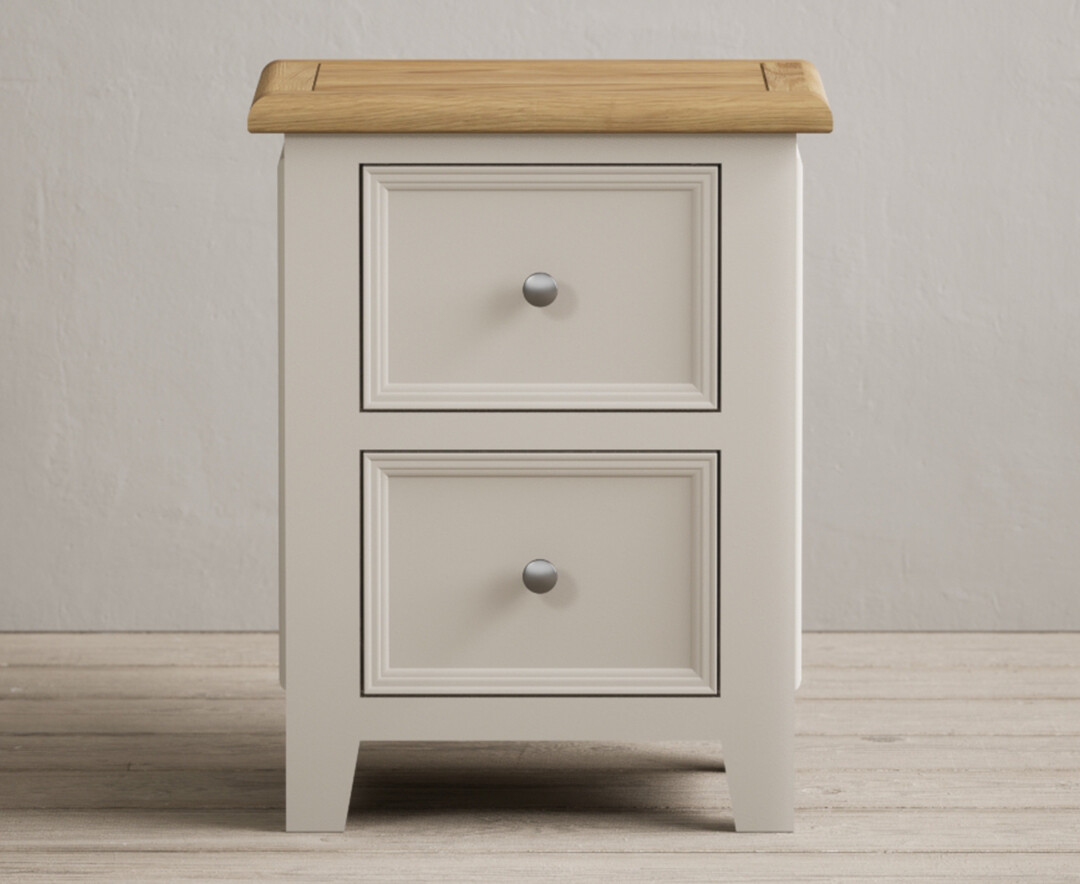 Product photograph of Weymouth Oak And Soft White Painted 2 Drawer Bedside Chest from Oak Furniture Superstore