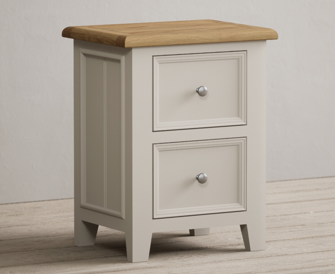 Photo 1 of Weymouth oak and soft white painted 2 drawer bedside chest