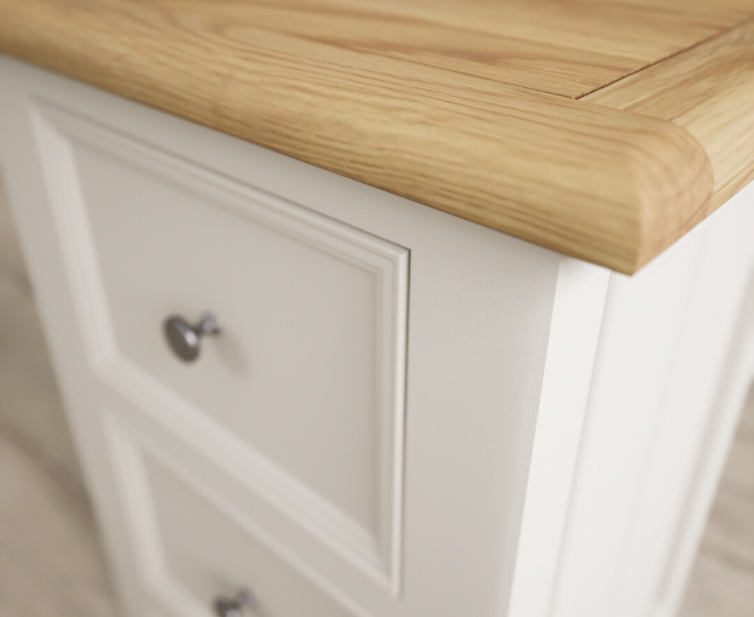 Photo 3 of Weymouth oak and soft white painted 2 drawer bedside chest
