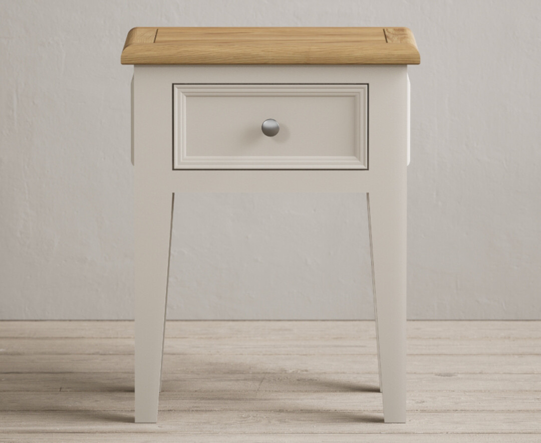 Product photograph of Weymouth Oak And Soft White Painted Bedside Table from Oak Furniture Superstore