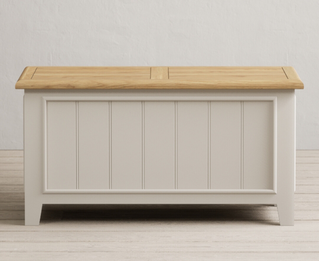 Product photograph of Weymouth Oak And Soft White Painted Blanket Box from Oak Furniture Superstore