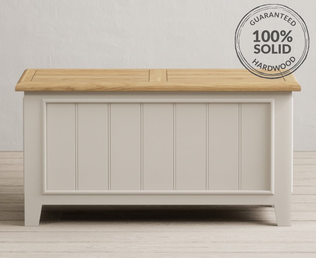 Weymouth Oak and Soft White Painted Blanket Box Oak Furniture Superstore