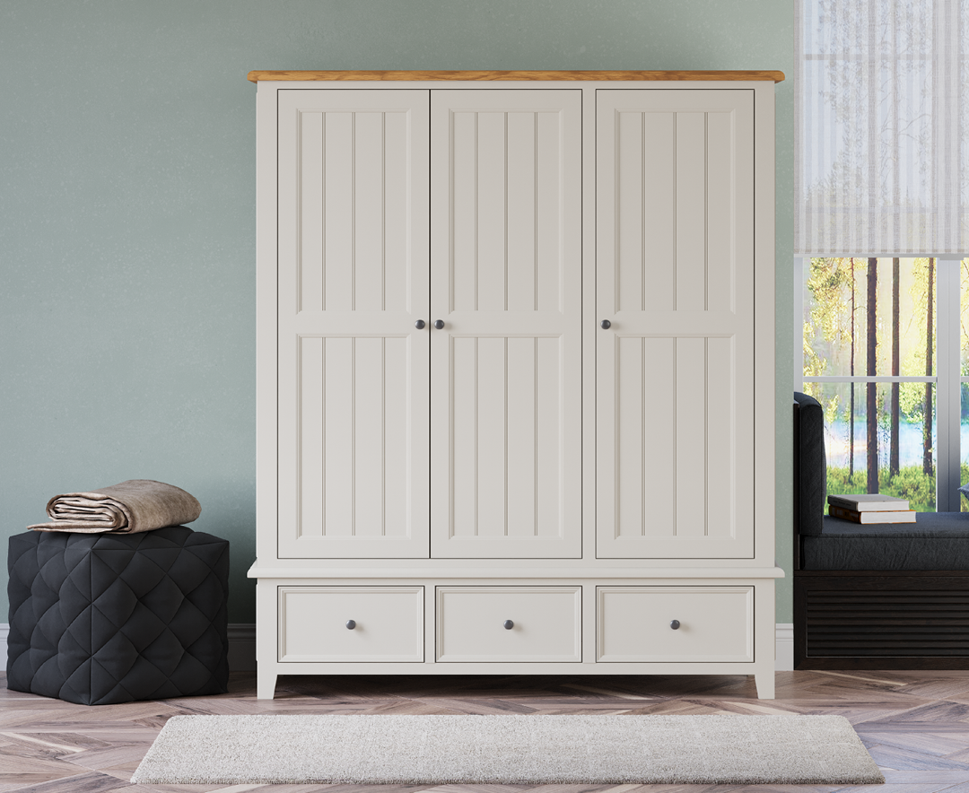 Weymouth Oak and Soft White Painted Triple Wardrobe