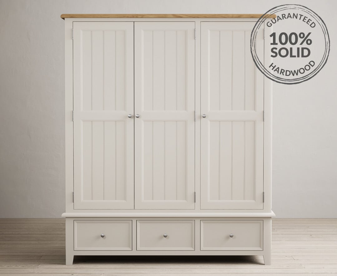 Solid oak clearance white wardrobe