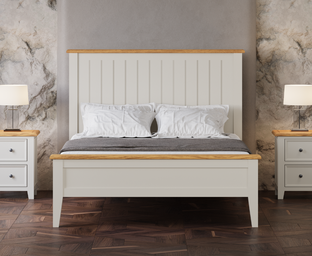 Weymouth Oak and Soft White Painted Kingsize Bed