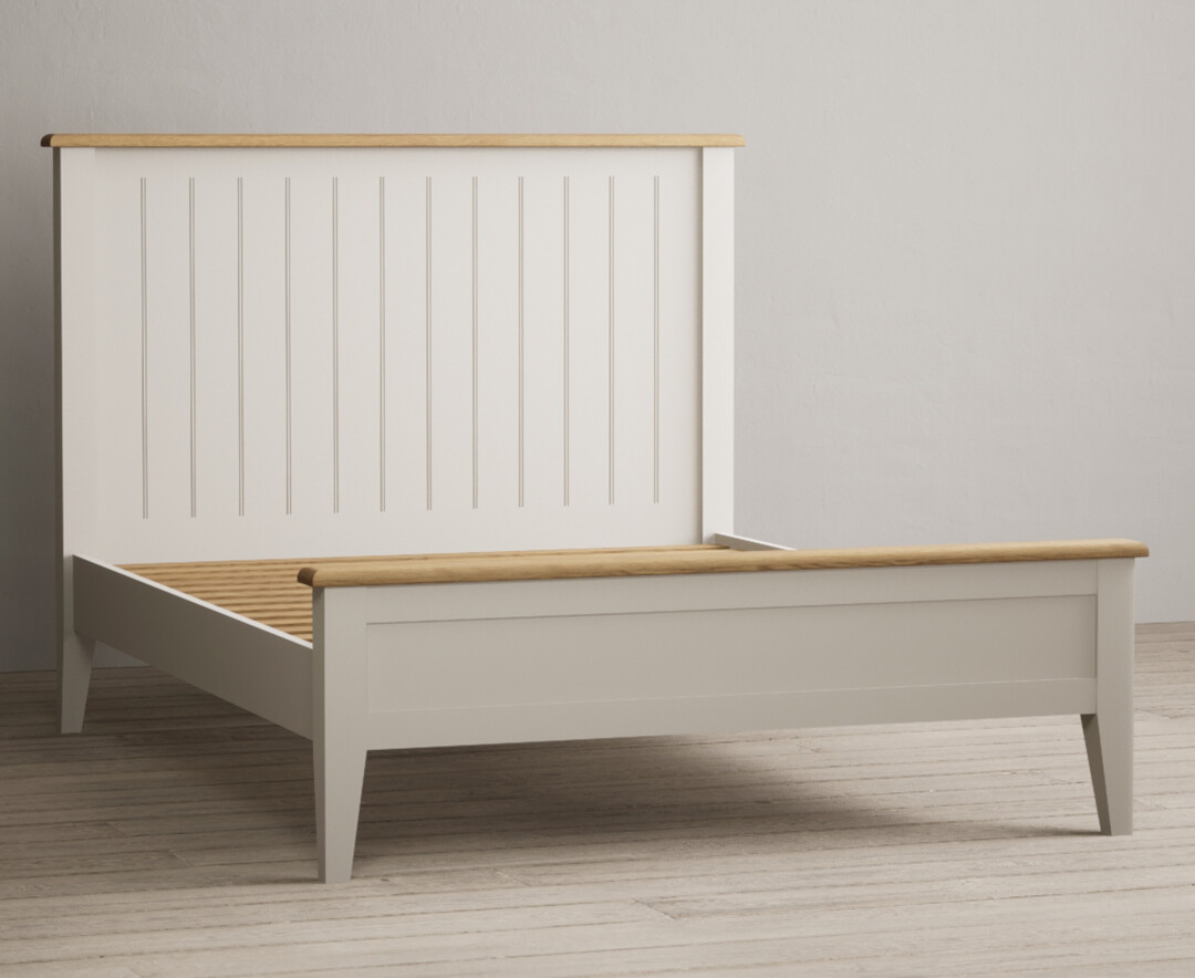 Product photograph of Weymouth Oak And Soft White Painted Double Bed from Oak Furniture Superstore