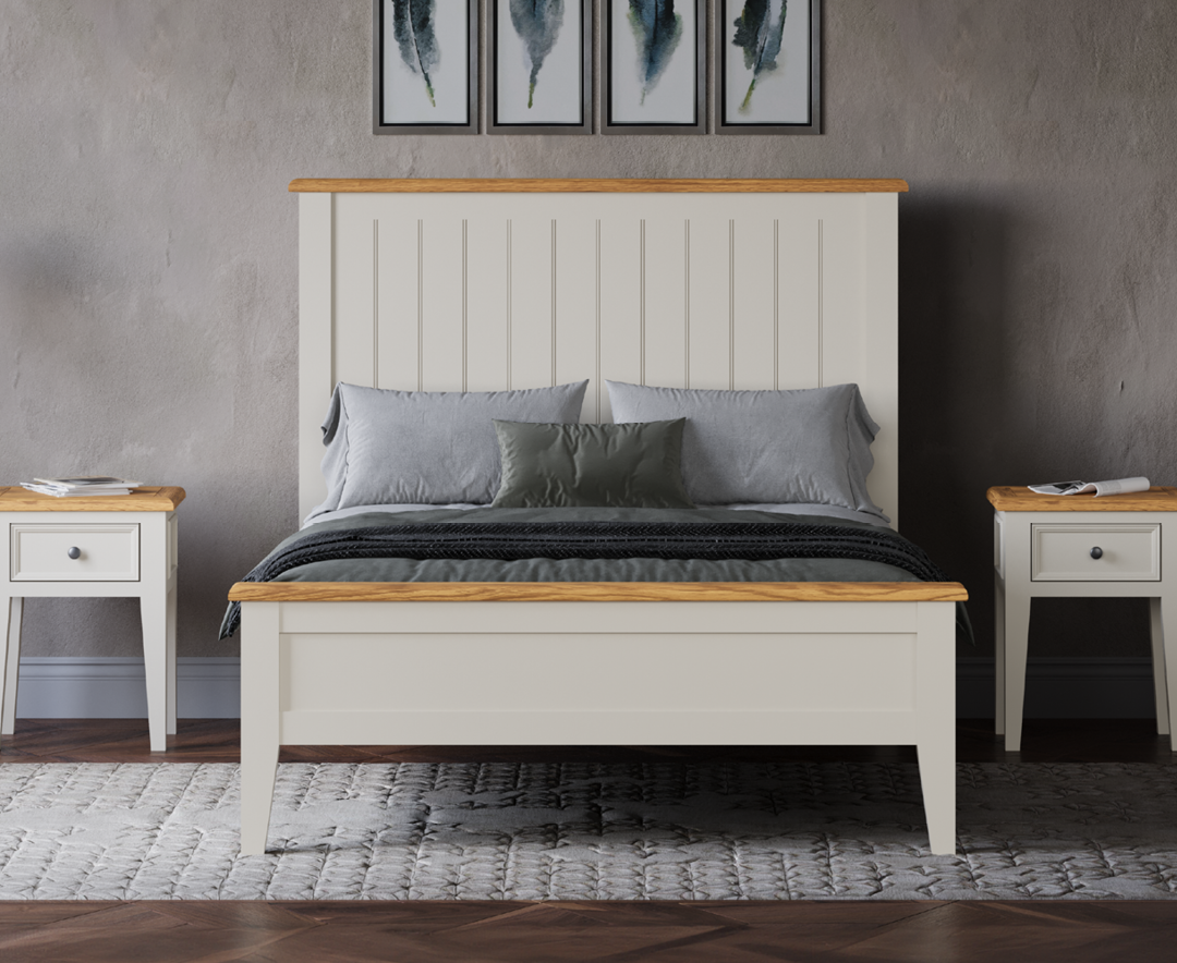 Weymouth Oak and Soft White Painted Double Bed