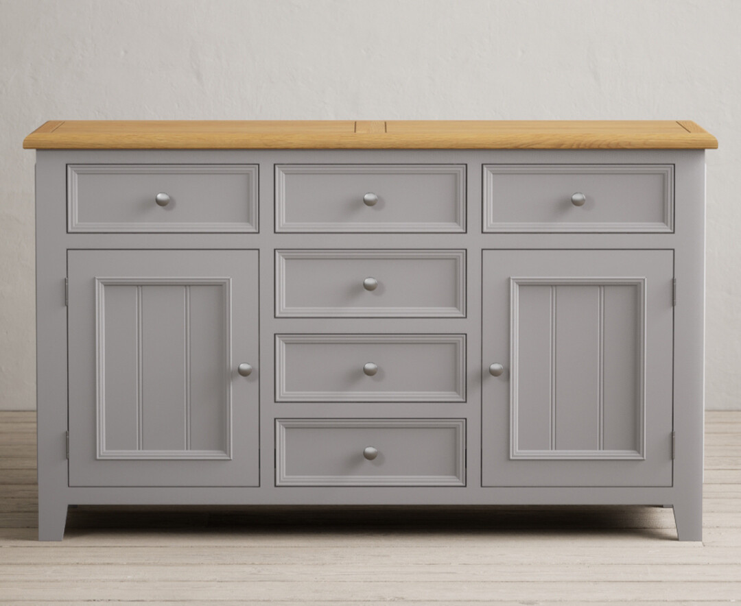 Product photograph of Weymouth Oak And Light Grey Painted Large Sideboard from Oak Furniture Superstore