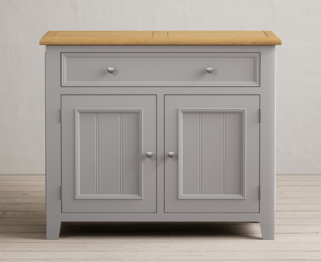 Product photograph of Weymouth Oak And Light Grey Painted Small Sideboard from Oak Furniture Superstore