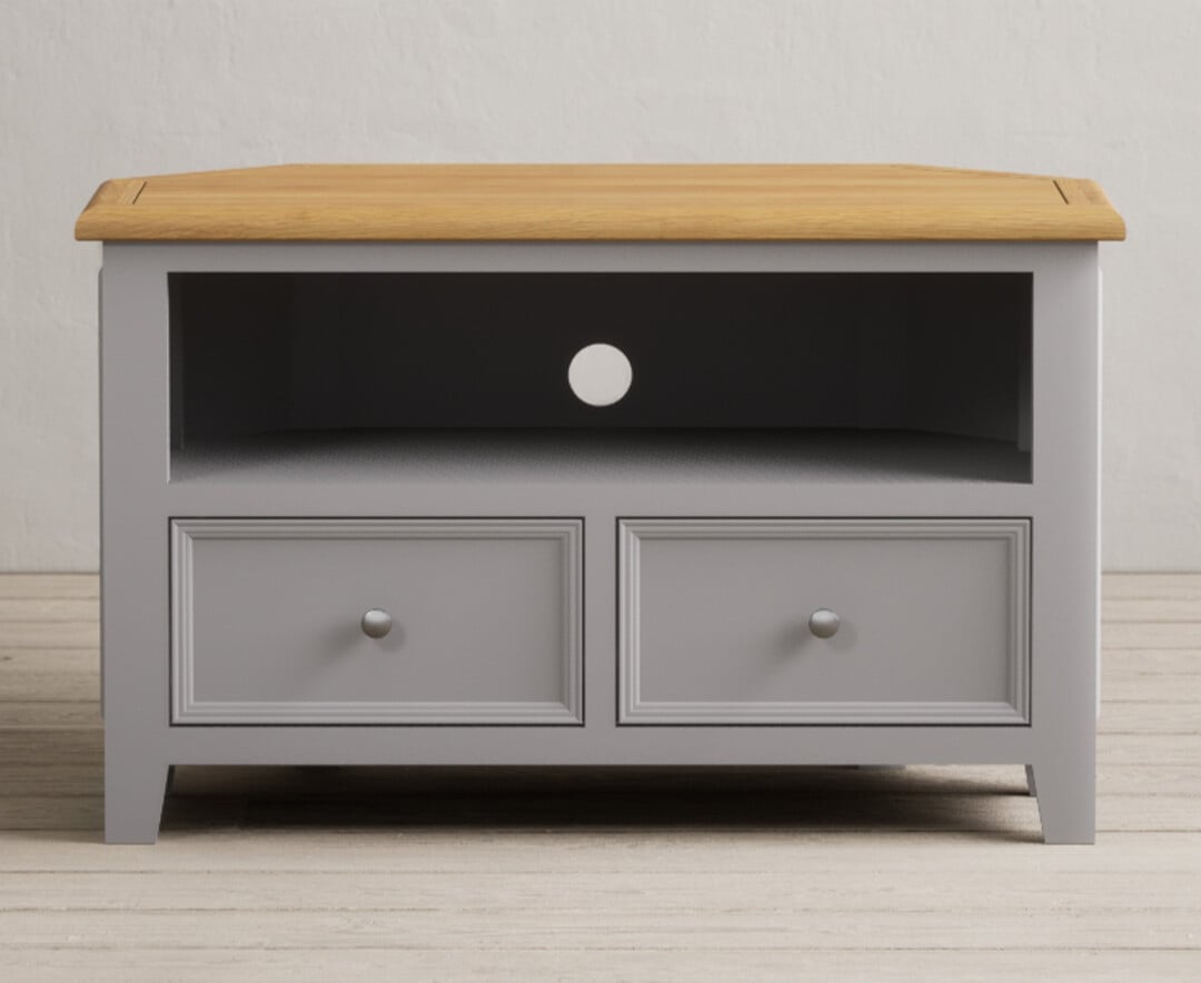 Weymouth Oak And Light Grey Painted Corner Tv Cabinet