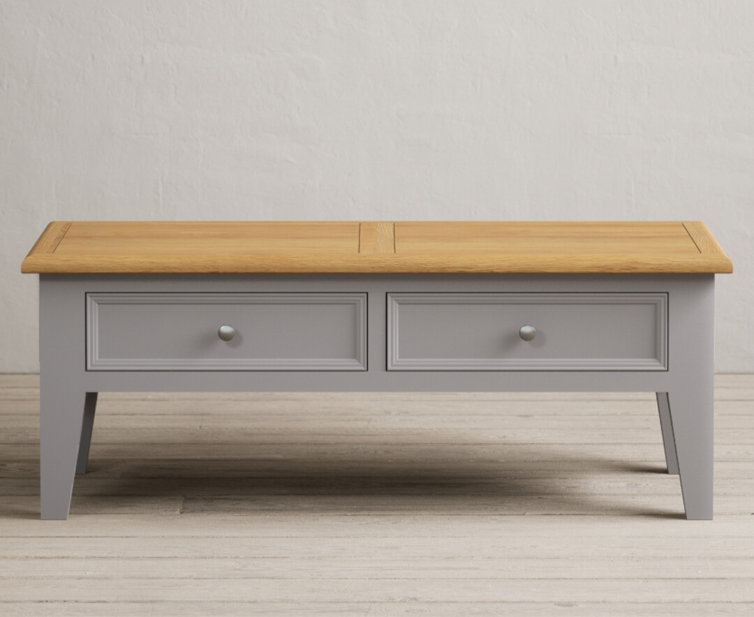 Product photograph of Weymouth Oak And Light Grey Painted 4 Drawer Coffee Table from Oak Furniture Superstore