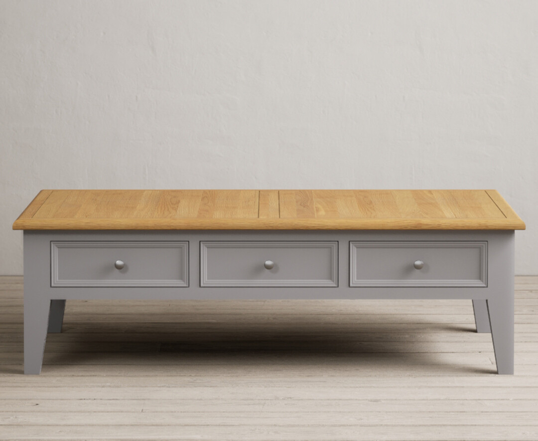 Weymouth Oak And Light Grey Painted Extra Large 6 Drawer Coffee Table