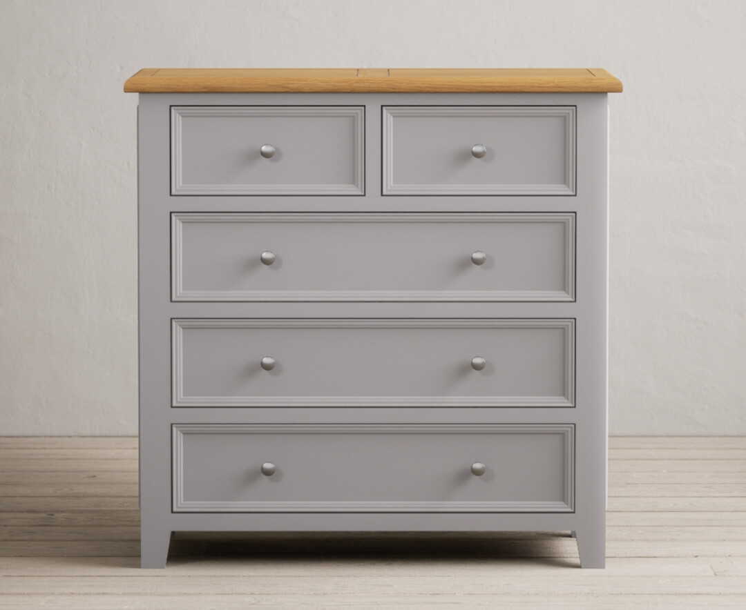 Product photograph of Weymouth Oak And Light Grey Painted 2 Over 3 Chest Of Drawers from Oak Furniture Superstore