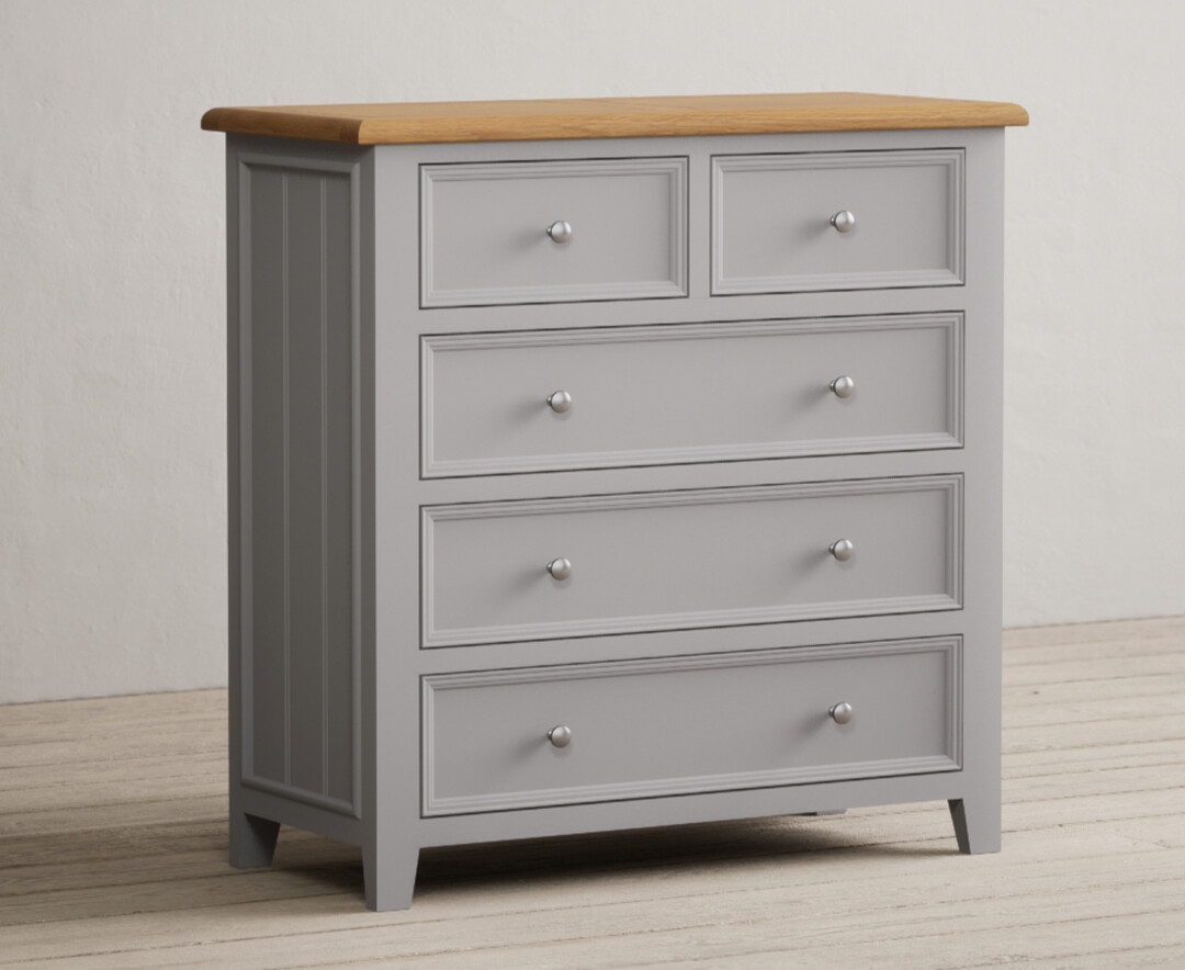 Photo 1 of Weymouth oak and light grey painted 2 over 3 chest of drawers