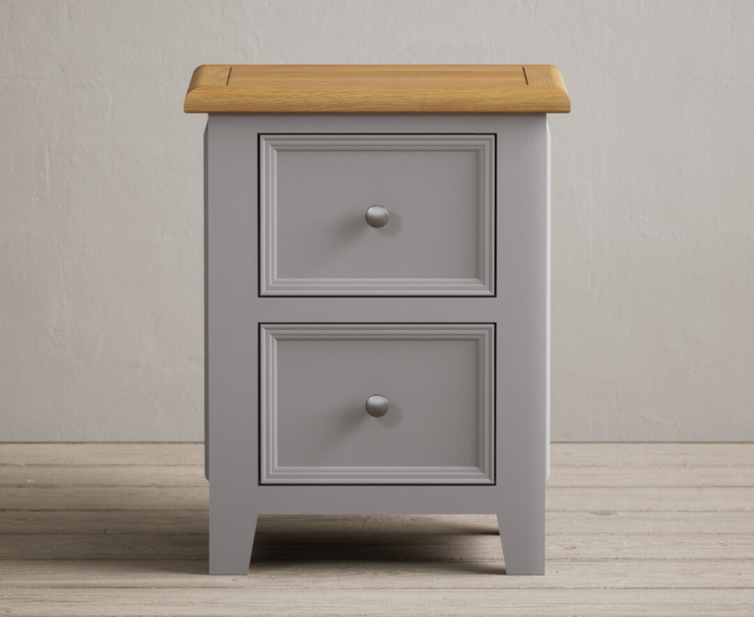 Weymouth Oak And Light Grey Painted 2 Drawer Bedside Chest