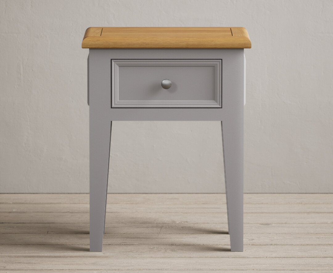 Product photograph of Weymouth Oak And Light Grey Painted Bedside Table from Oak Furniture Superstore