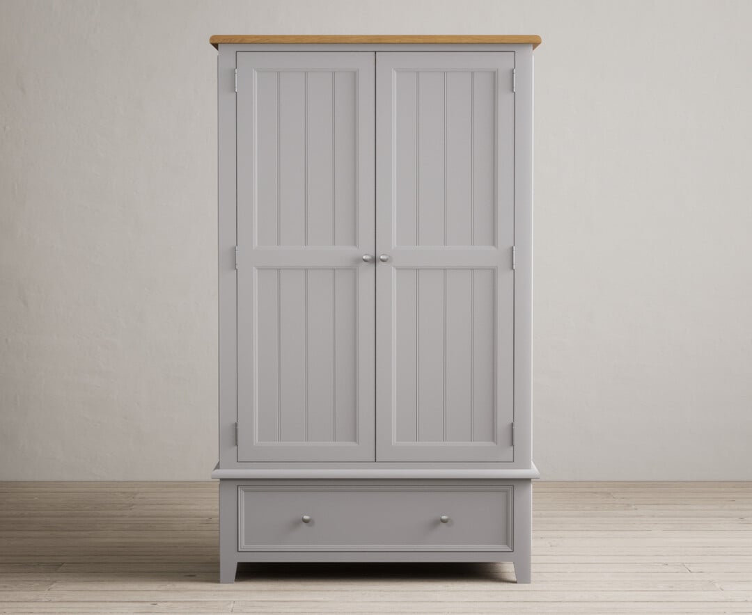 Weymouth Oak And Light Grey Painted Double Wardrobe