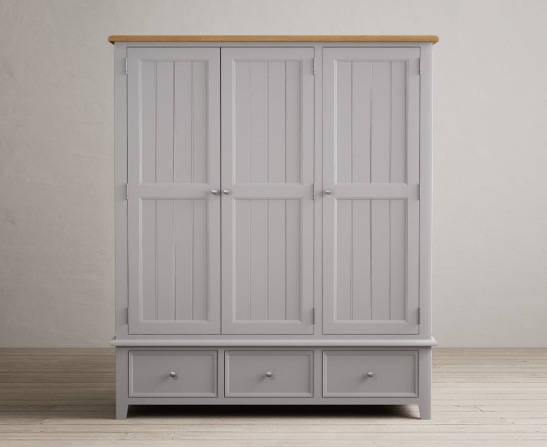 Weymouth Oak And Light Grey Painted Triple Wardrobe
