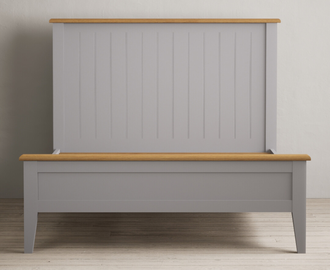 Product photograph of Weymouth Oak And Light Grey Painted Kingsize Bed from Oak Furniture Superstore