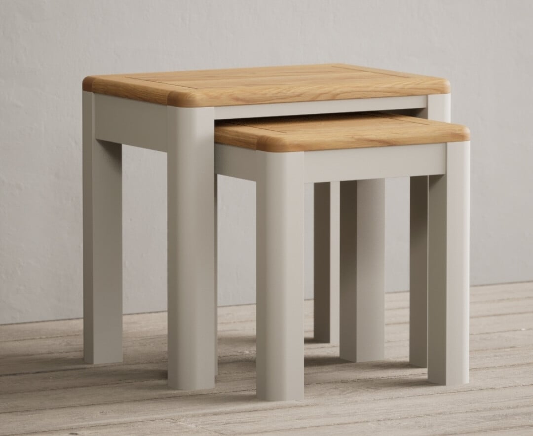 Alba Oak And Soft White Painted Nest Of Tables