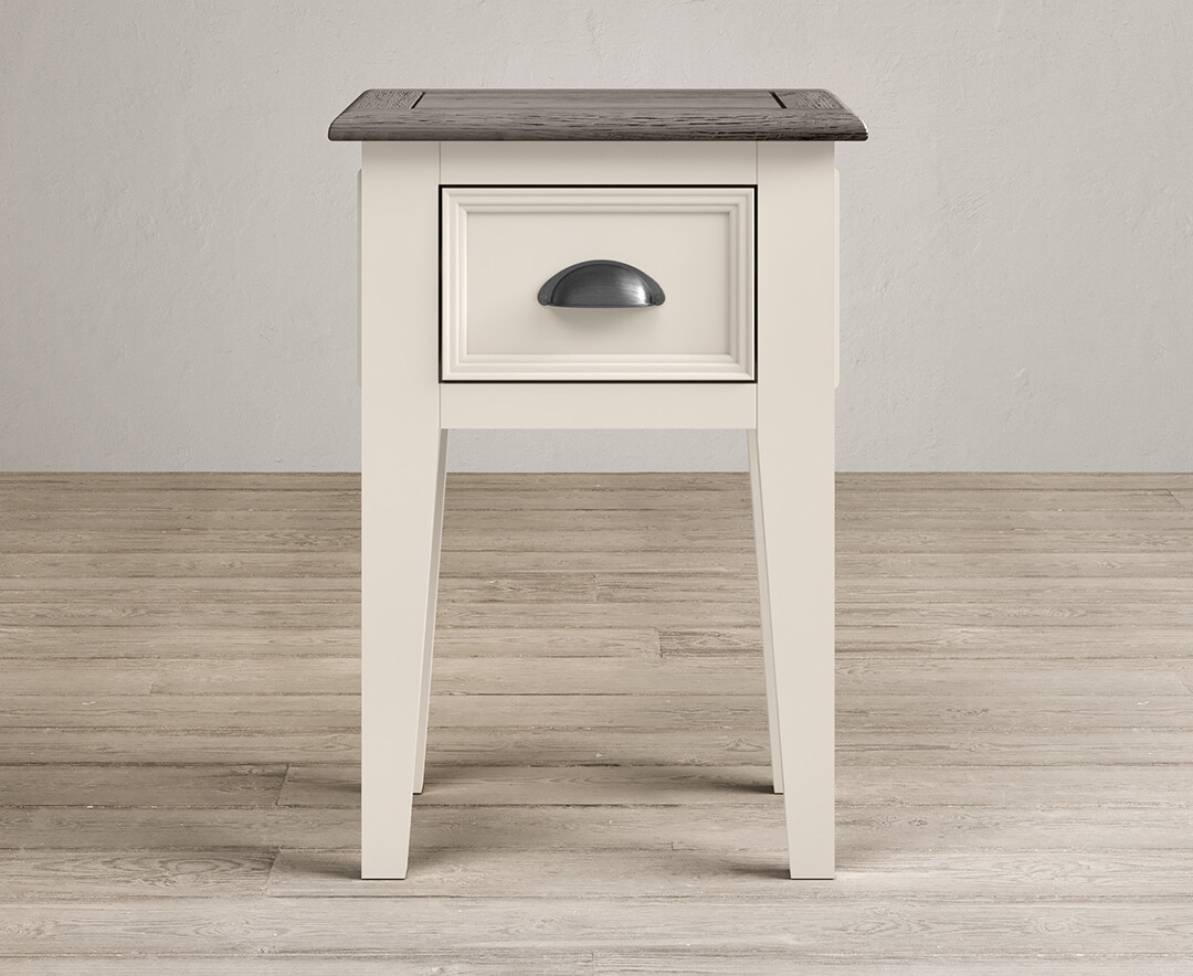 Product photograph of Dartmouth Oak And Soft White Painted Bedside Table from Oak Furniture Superstore