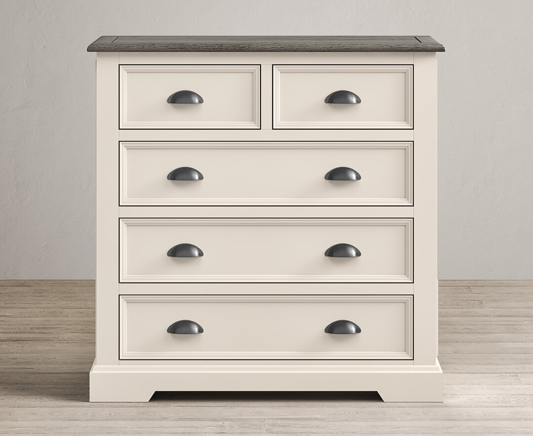 Product photograph of Dartmouth Oak And Soft White Painted 2 Over 3 Chest Of Drawers from Oak Furniture Superstore