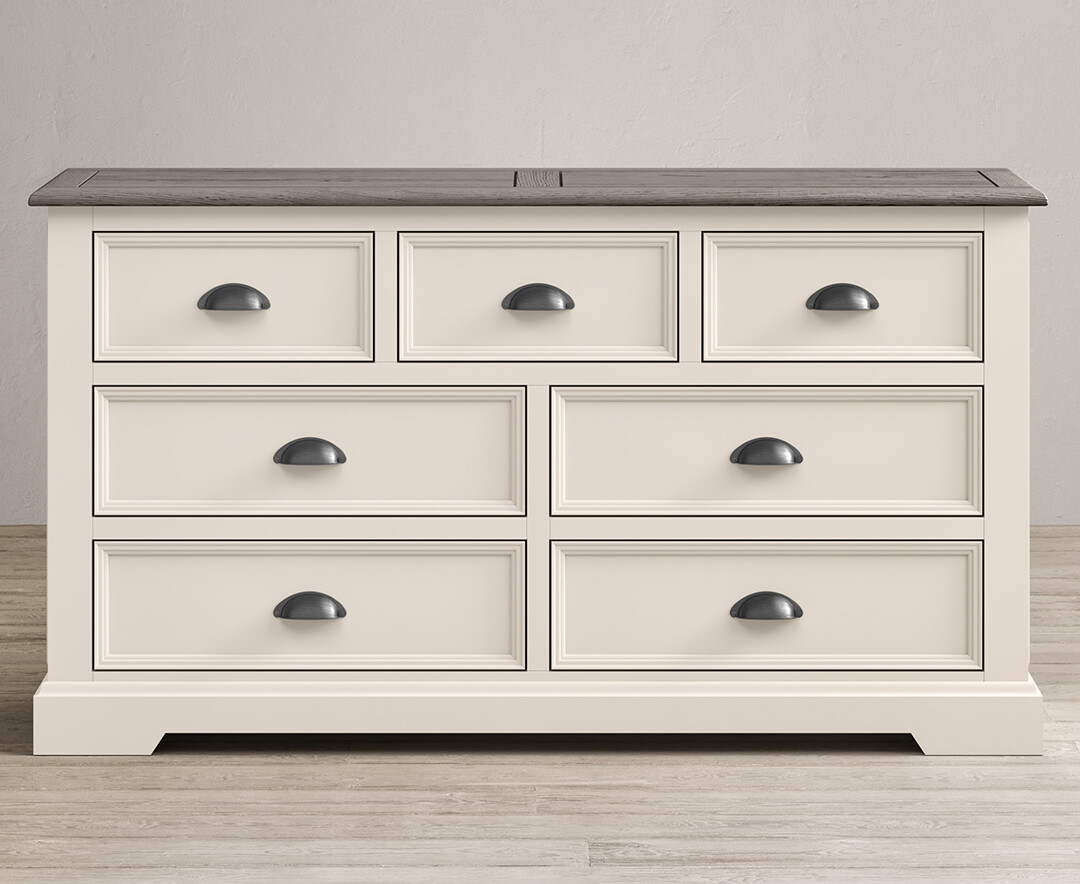 Product photograph of Dartmouth Oak And Soft White Painted Wide Chest Of Drawers from Oak Furniture Superstore