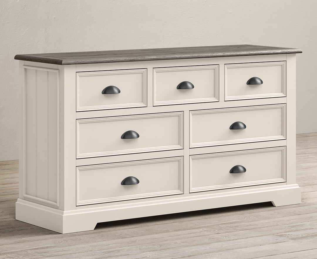 Photo 1 of Dartmouth oak and soft white painted wide chest of drawers