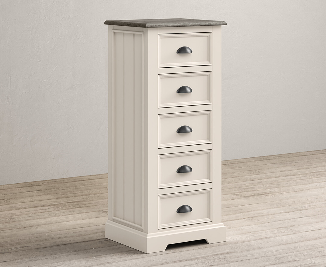 Photo 1 of Dartmouth oak and soft white painted 5 drawer tallboy
