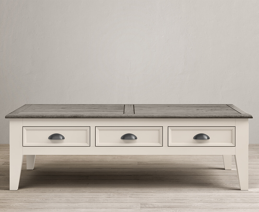 Product photograph of Dartmouth Oak And Soft White Painted Extra Large 6 Drawer Coffee Table from Oak Furniture Superstore