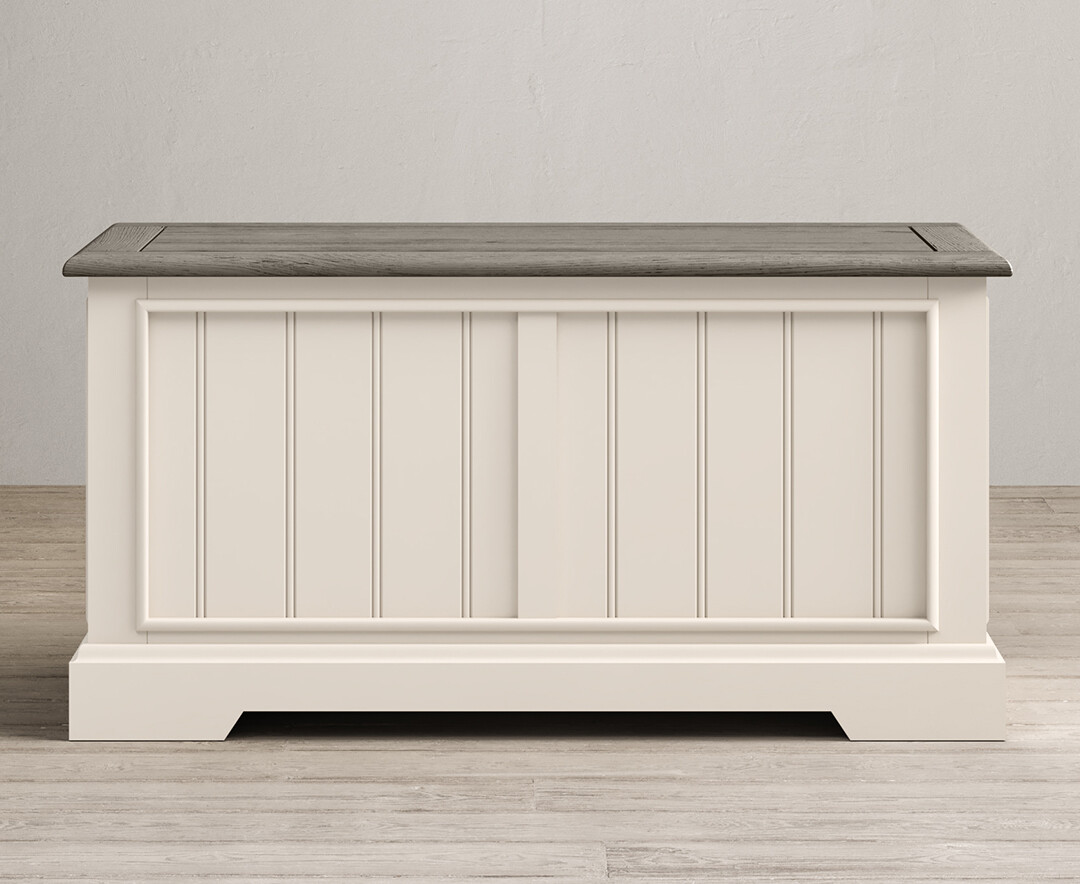 Product photograph of Dartmouth Oak And Soft White Painted Blanket Box from Oak Furniture Superstore