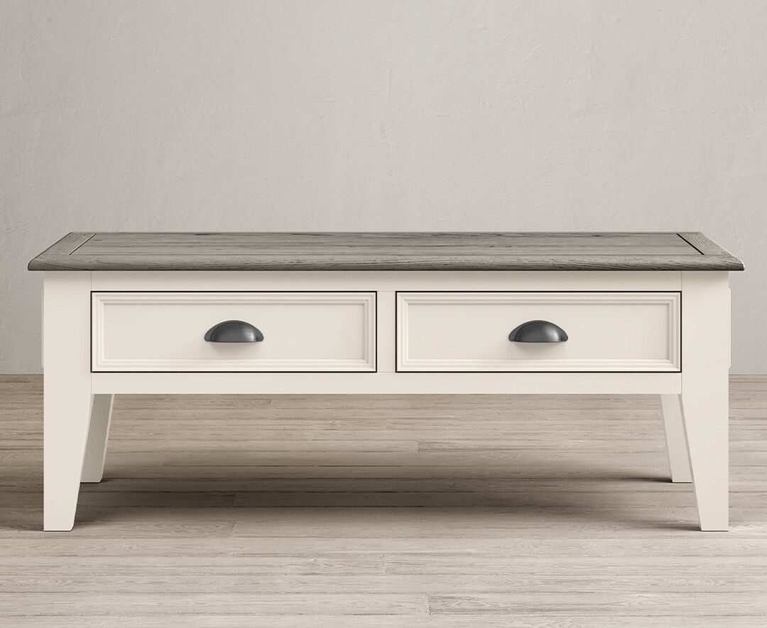 Product photograph of Dartmouth Oak And Soft White Painted 4 Drawer Coffee Table from Oak Furniture Superstore