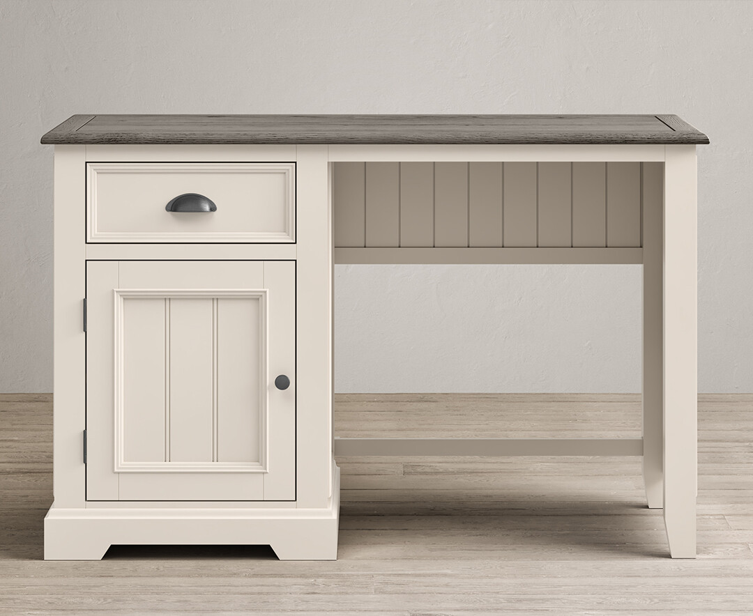 Product photograph of Dartmouth Oak And Soft White Painted Computer Desk from Oak Furniture Superstore