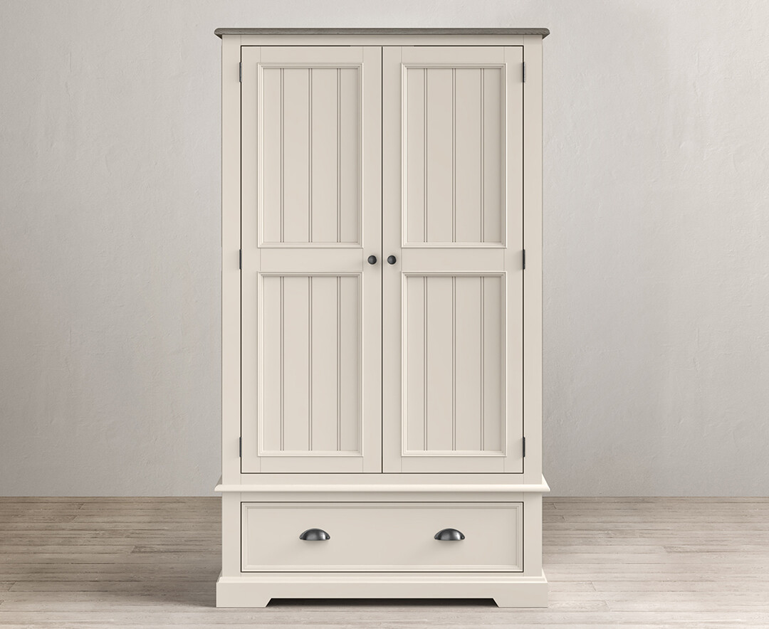 Product photograph of Dartmouth Oak And Soft White Painted Double Wardrobe from Oak Furniture Superstore
