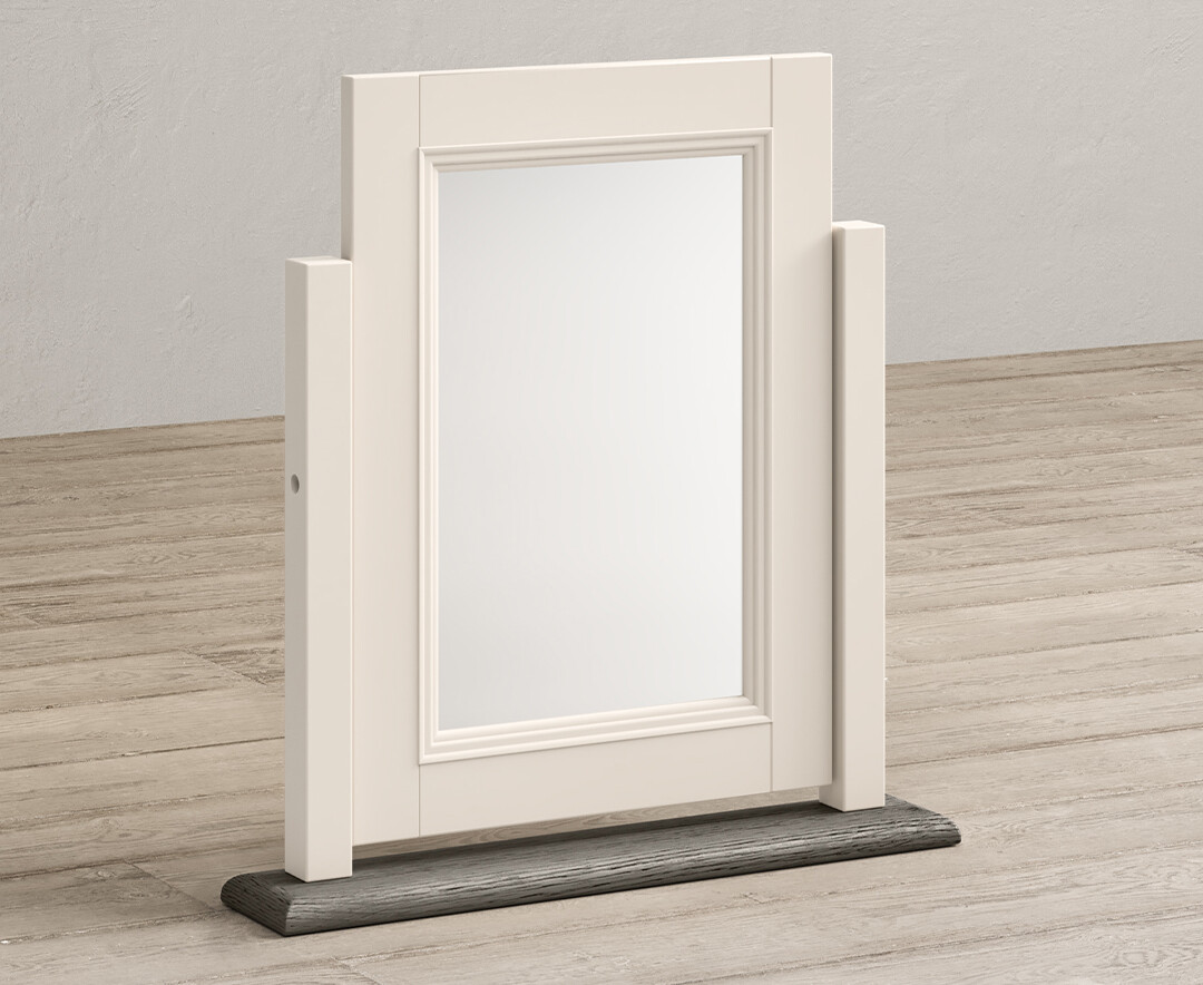 Product photograph of Dartmouth Oak And Soft White Painted Dressing Table Mirror from Oak Furniture Superstore.
