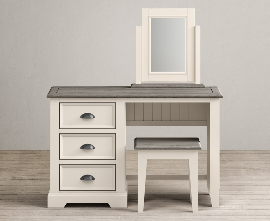 Product photograph of Dartmouth Oak And Soft White Painted Dressing Table Set from Oak Furniture Superstore