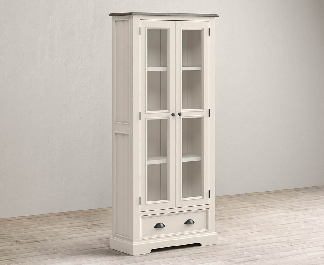 Photo 1 of Dartmouth oak and soft white painted glazed display cabinet