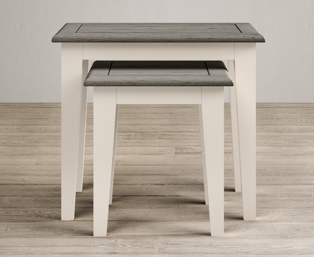 Product photograph of Dartmouth Oak And Soft White Painted Nest Of Tables from Oak Furniture Superstore