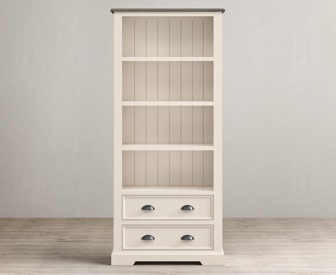 Product photograph of Dartmouth Oak And Soft White Painted Tall Bookcase from Oak Furniture Superstore
