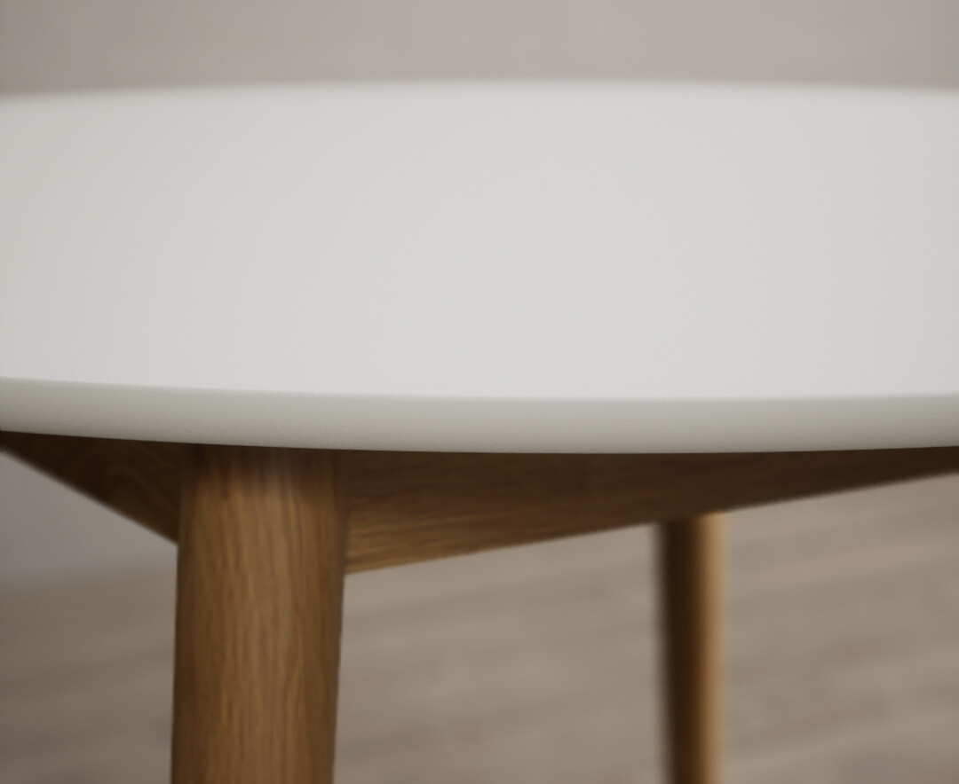 Photo 2 of Nordic 120cm round solid oak and signal white painted dining table