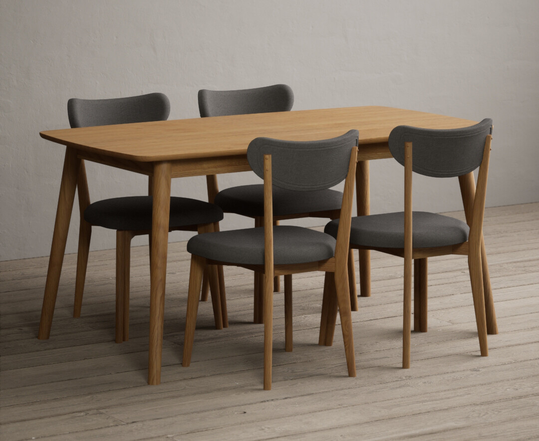 Photo 4 of Nordic 150cm solid oak dining table with 6 grey nordic chairs