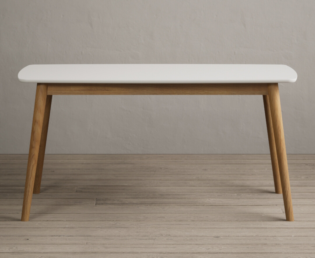 Product photograph of Nordic 150cm Solid Oak And Signal White Painted Dining Table from Oak Furniture Superstore